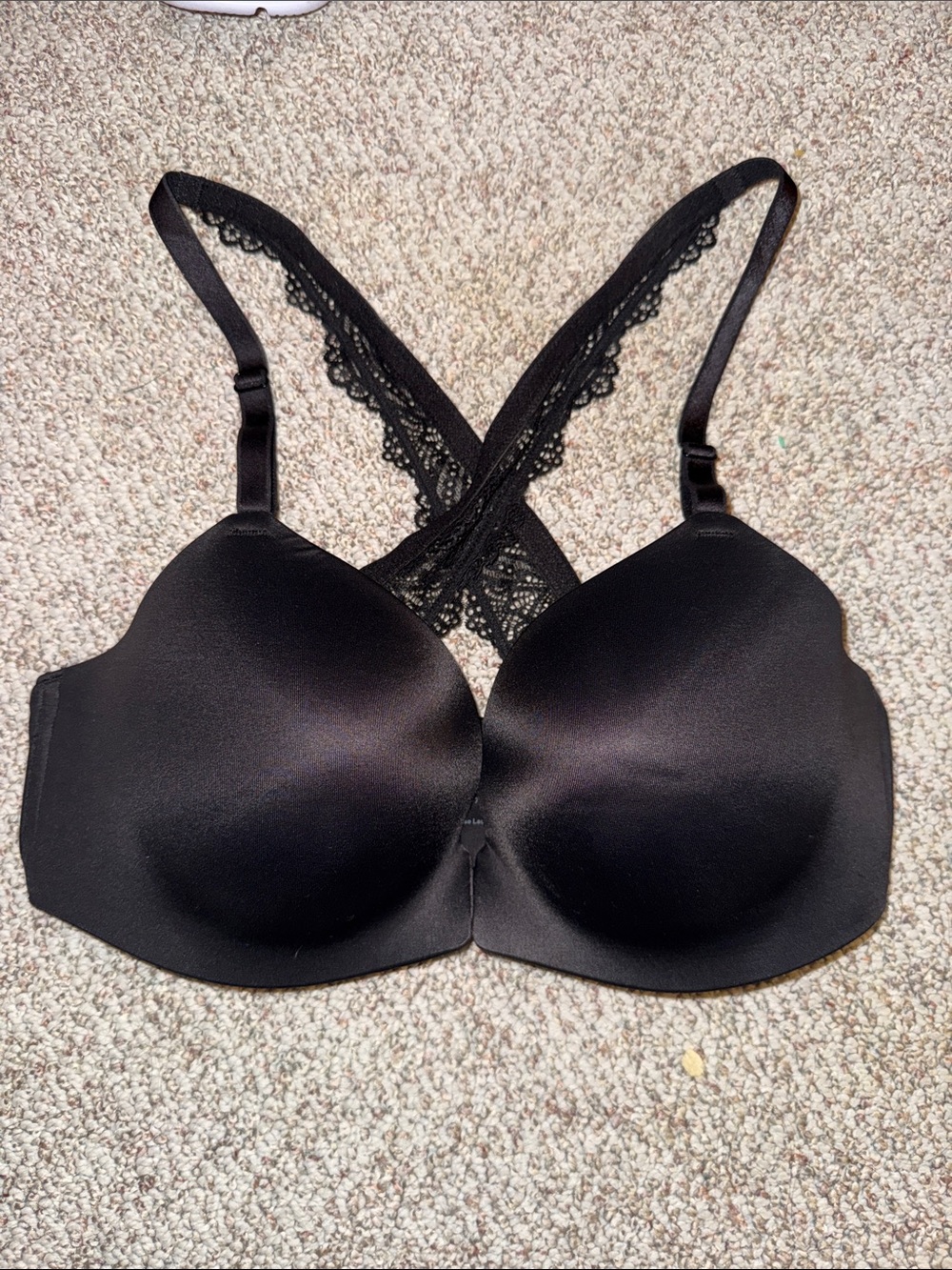 Soma women’s wireless Black T-Shirt Bra with Lace Crossback Sz 34C sexy